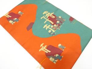 未使用品　本場筑前博多　唐子に松模様織り出し　名古屋帯